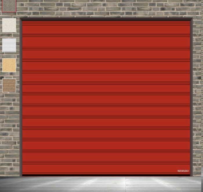 Rød garageport RAL 3000