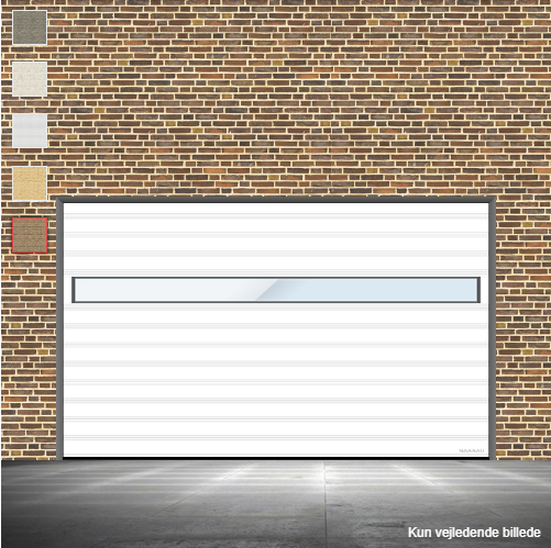 Hvid garageport med vindue